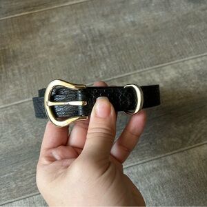 Cole Haan Snakeskin Women’s Black Belt Size L 44in Long Gold Buckled Boho Chic